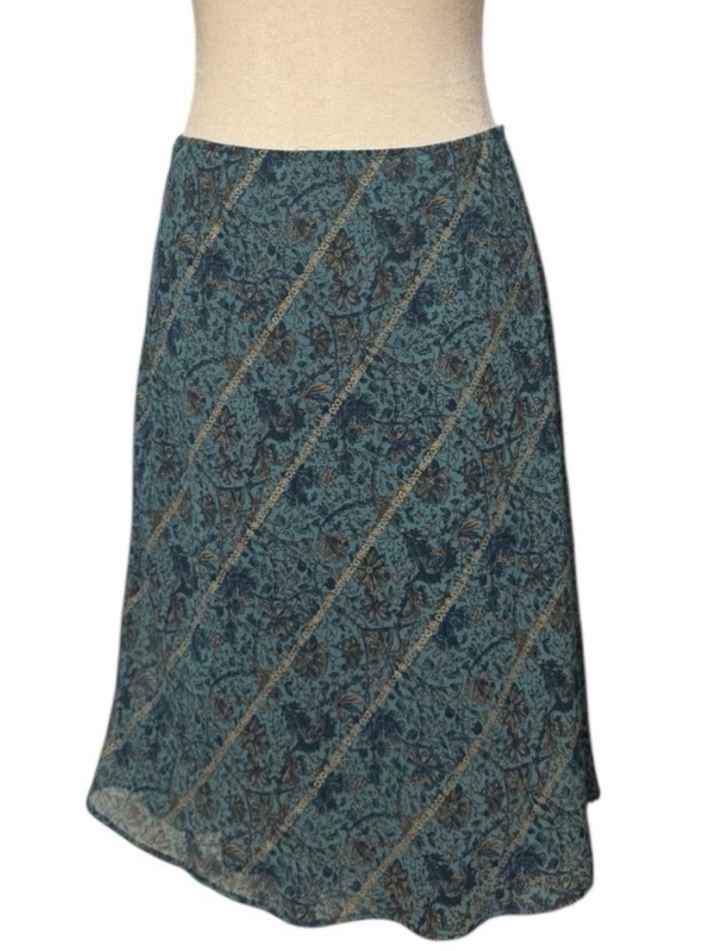 Venezia Women's Blue & Green Floral Skirt - Size 18!